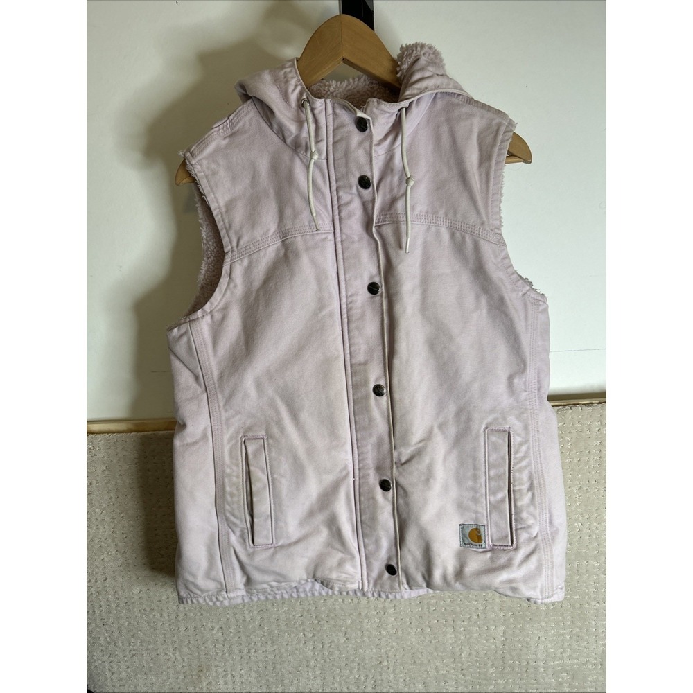 Carhartt Hooded Vest Sherpa Lined Womens Sz M 8-10 100820 563 Pink